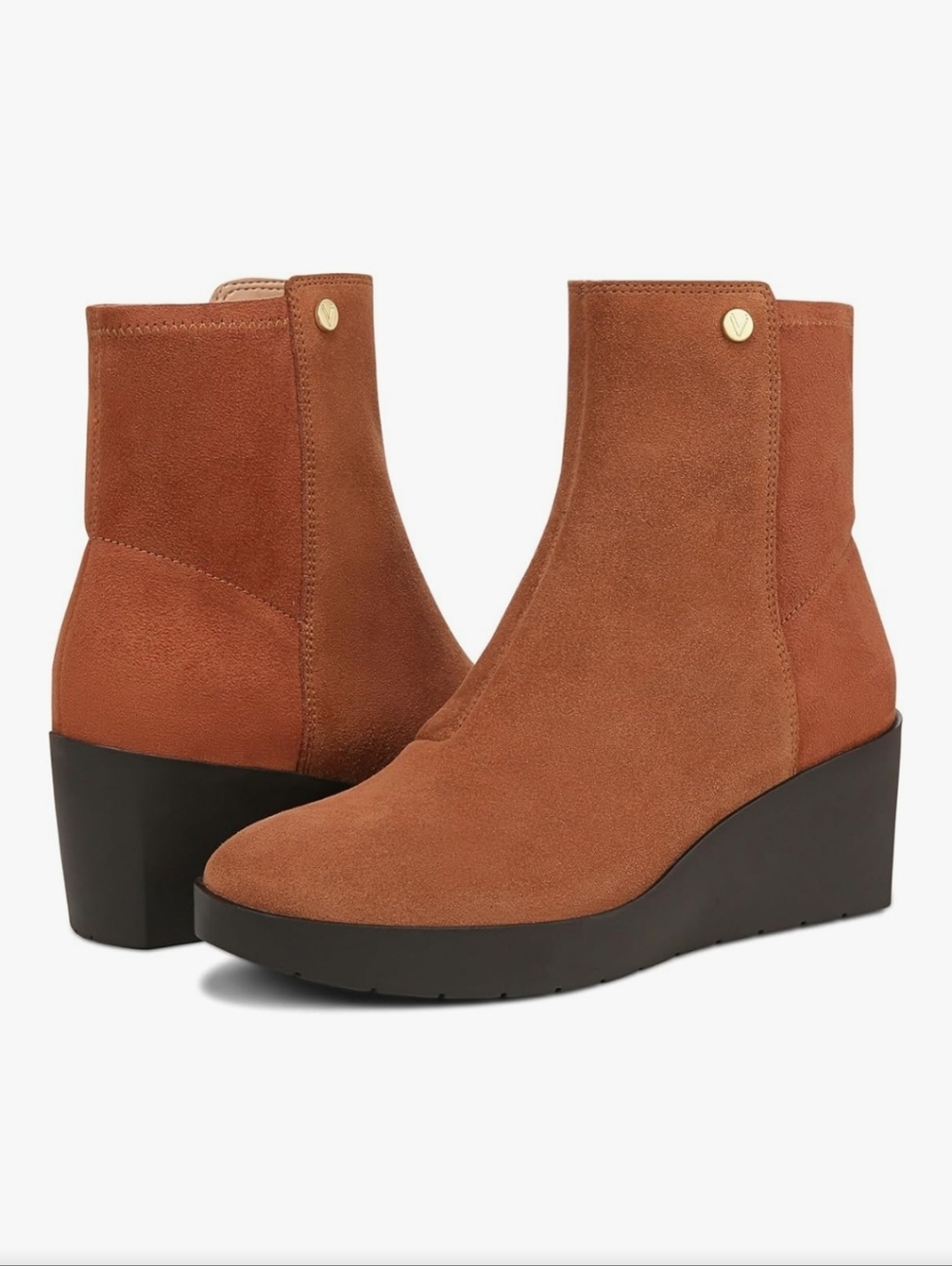 Vionic Skylar Orthotic Cognac Suede Ankke Boots. Size 7